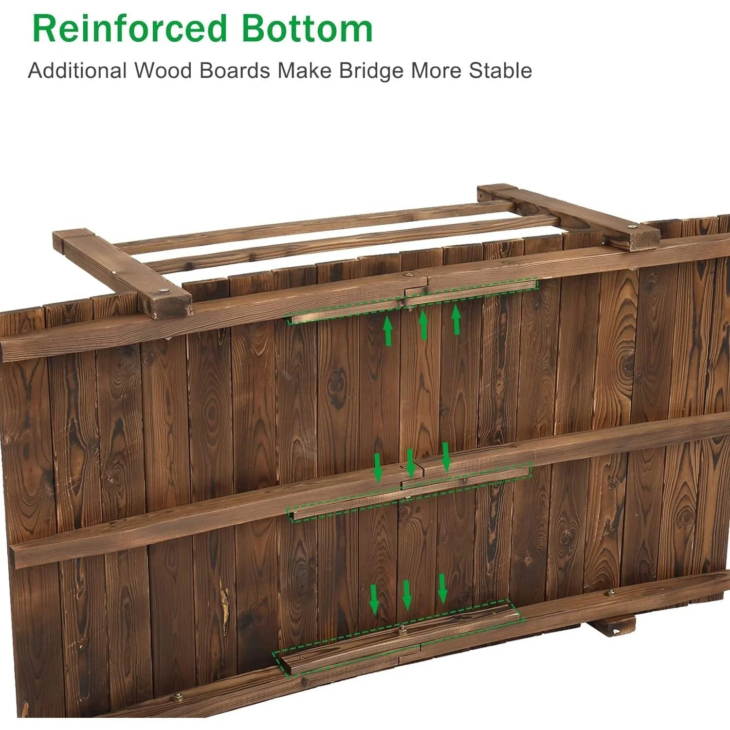 Outdoor 4-ft Wooden Garden Bridge in Rustic Brown Wood Finish - Image 4