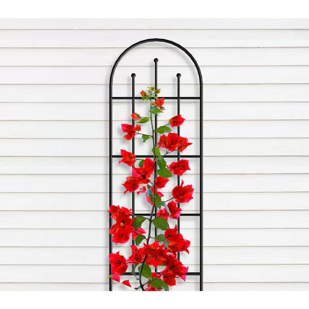 Outdoor 80-inch Tall Garden Trellis in Black Powder Coated Steel Finish - Image 3
