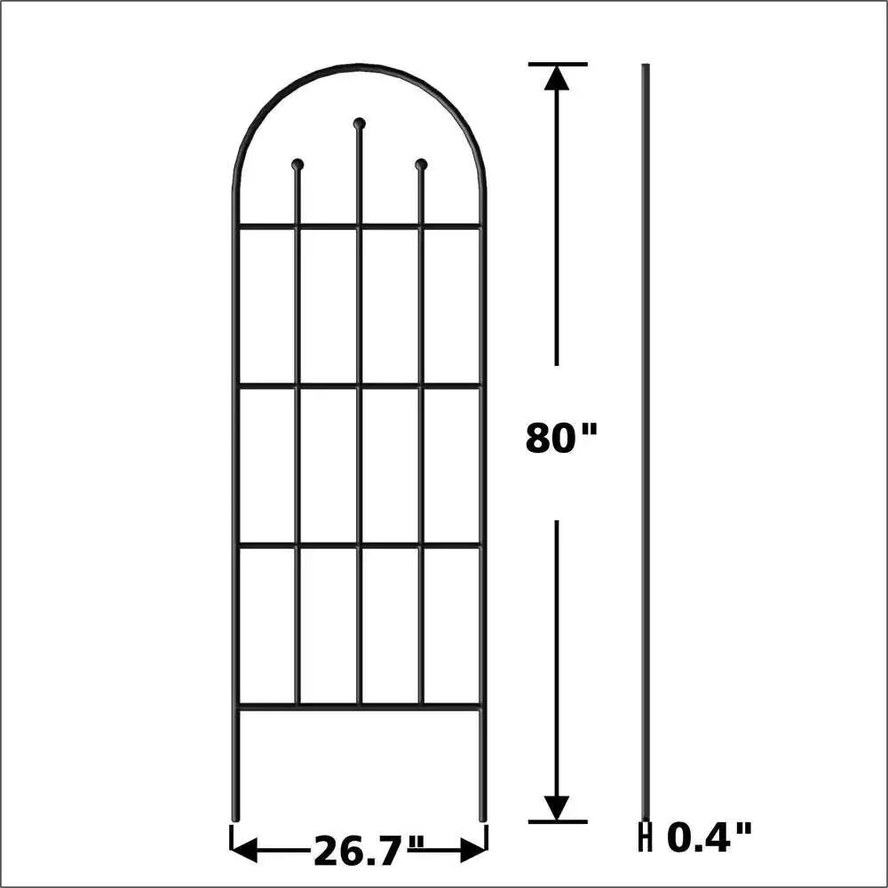Outdoor 80-inch Tall Garden Trellis in Black Powder Coated Steel Finish - Image 4