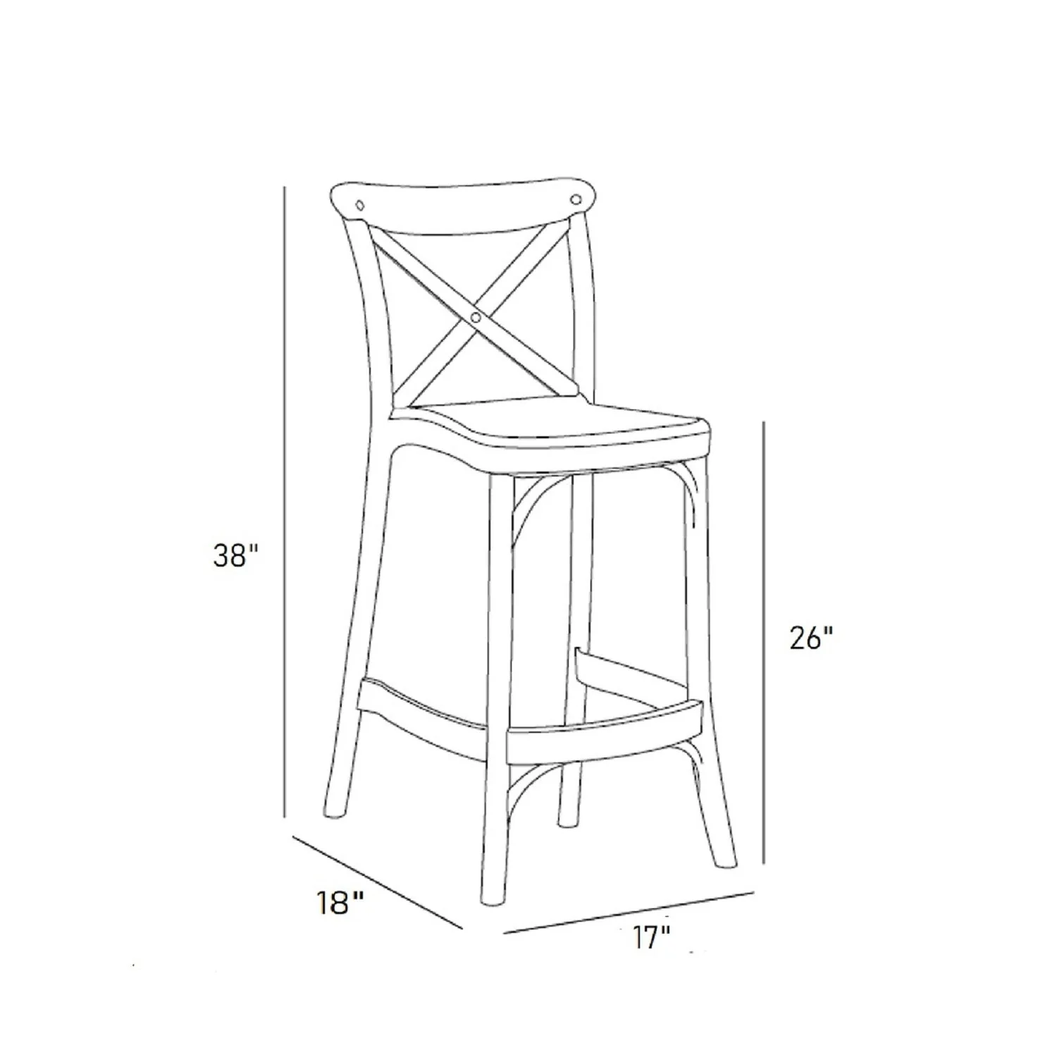 Outdoor Bar Stool Crossback 30" - Set of 4 - Milan - Image 4