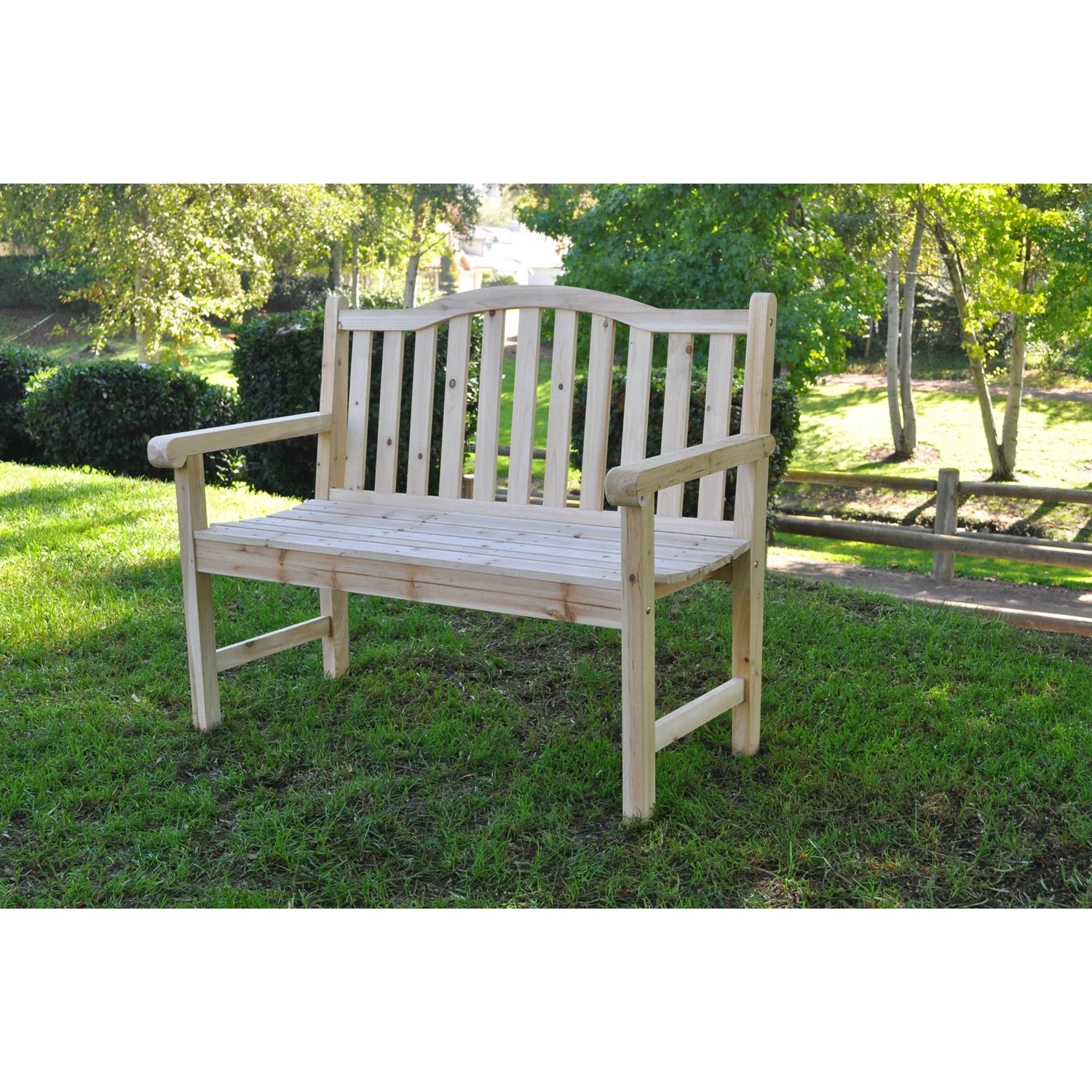 Outdoor Cedar Wood Garden Bench in Natural with 475lbs. Weight Limit - Image 2