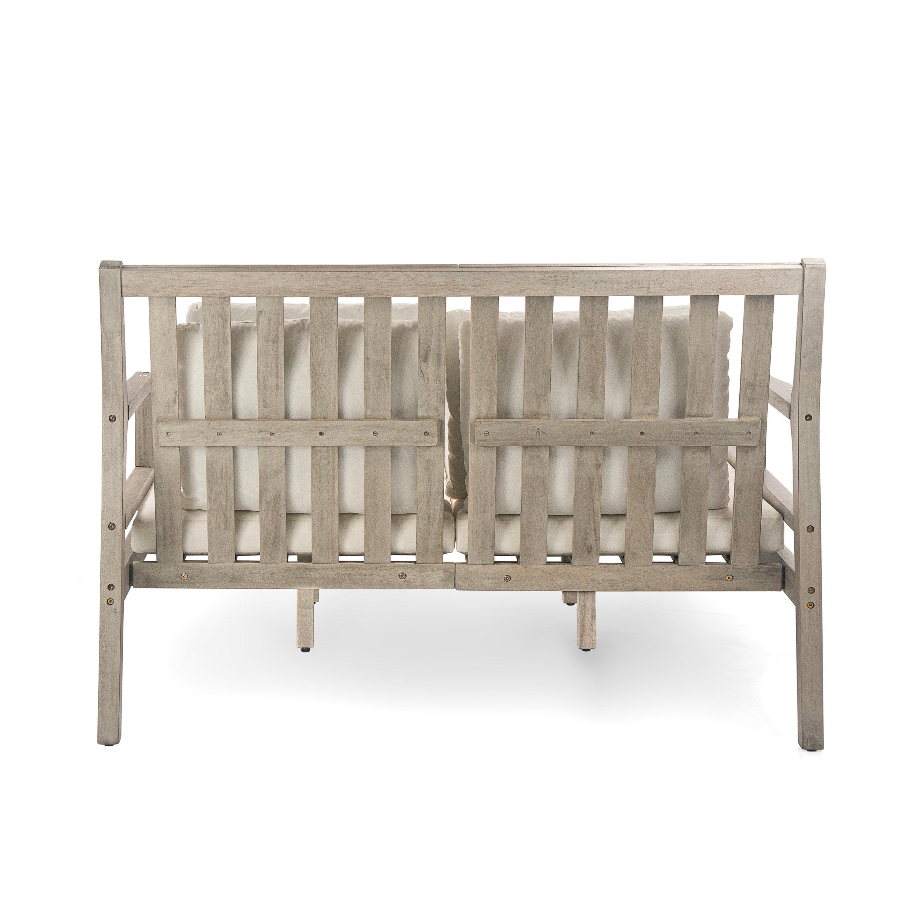 Outdoor Daybed, Patio Daybed with Four Pillows, Wooden Outdoor Bed with Curved Armrests for Poolside, Backyard, Garden - Image 15