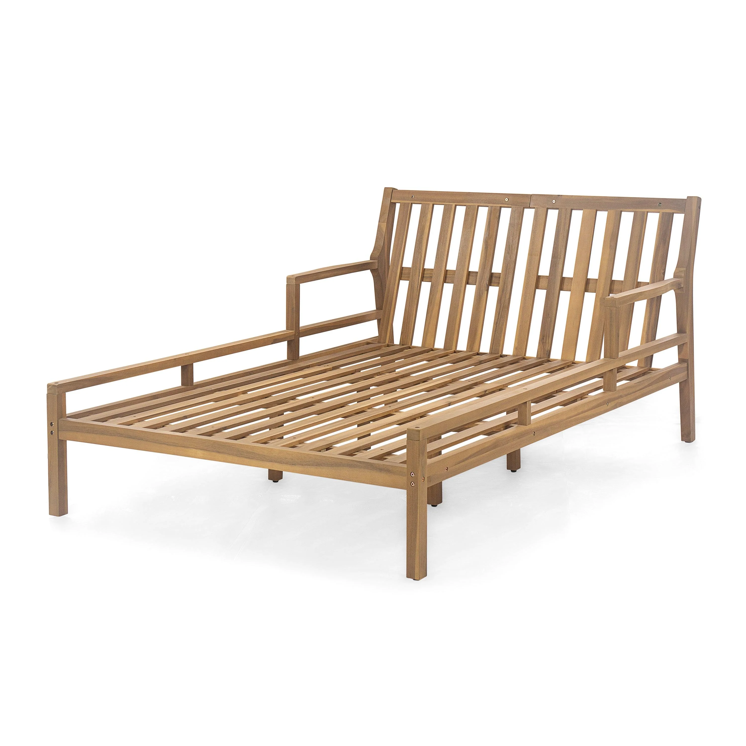 Outdoor Daybed, Patio Daybed with Four Pillows, Wooden Outdoor Bed with Curved Armrests for Poolside, Backyard, Garden - Image 7
