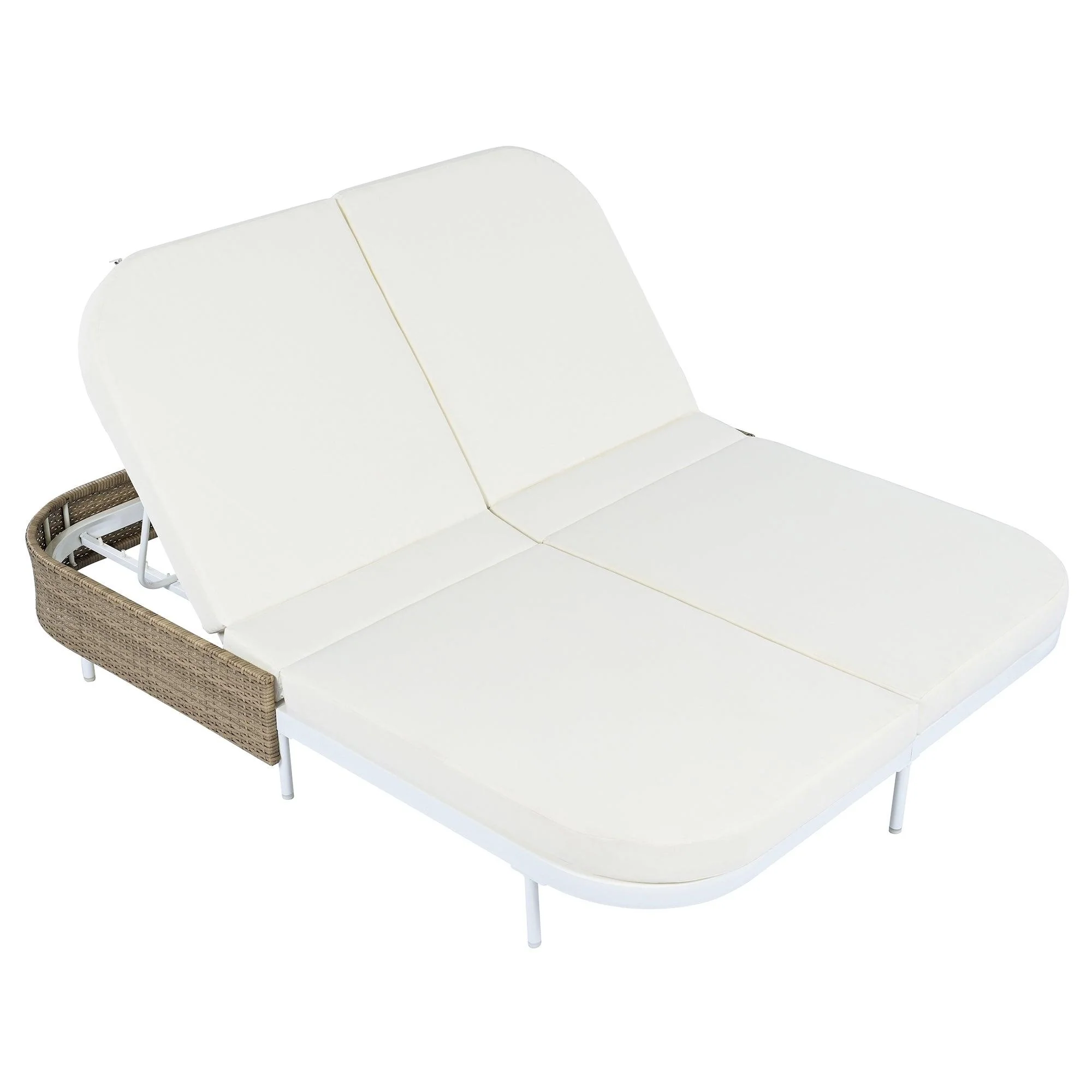 Outdoor Daybed, Patio Rattan Daybed with 5-Position Adjustable Backrest and Removable Cushions & Pillows for Garden, Backyard, Poolside - Image 14