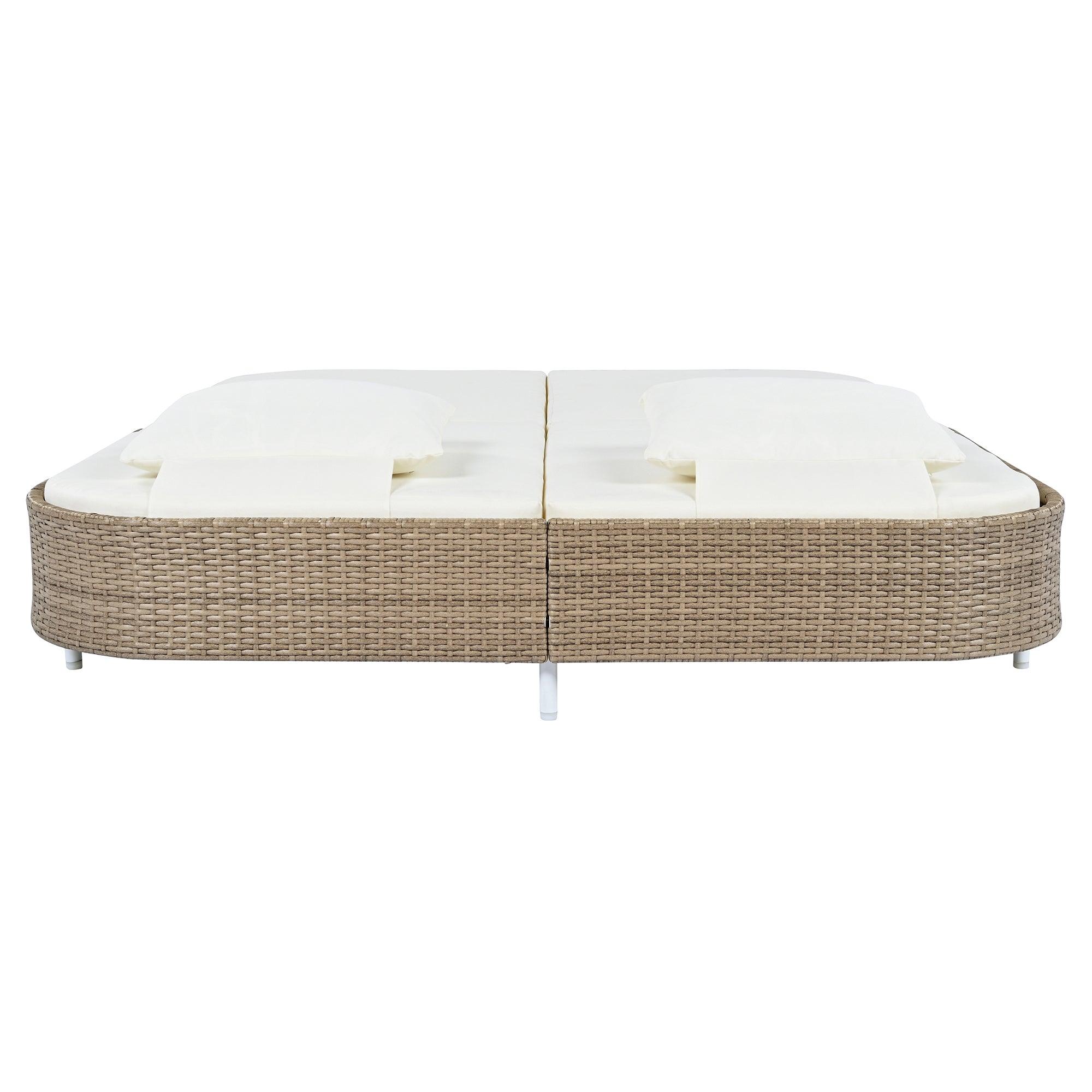 Outdoor Daybed, Patio Rattan Daybed with 5-Position Adjustable Backrest and Removable Cushions & Pillows for Garden, Backyard, Poolside - Image 15