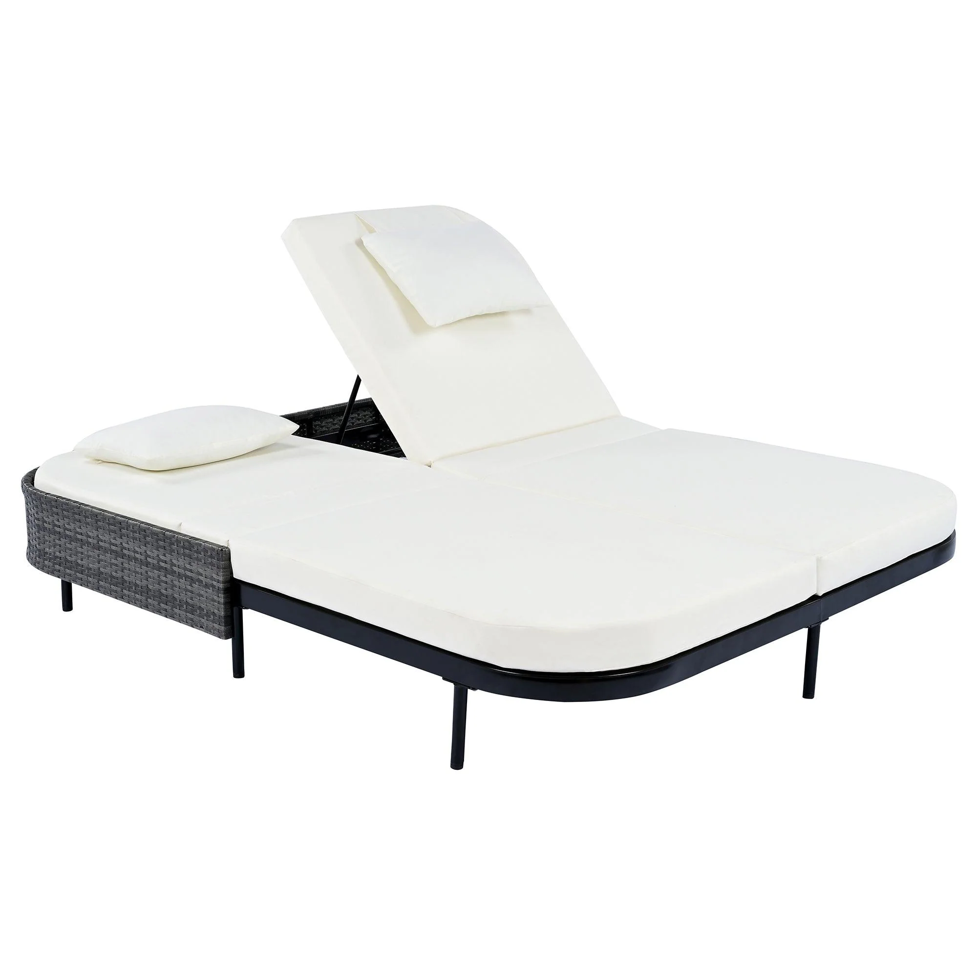 Outdoor Daybed, Patio Rattan Daybed with 5-Position Adjustable Backrest and Removable Cushions & Pillows for Garden, Backyard, Poolside - Image 21