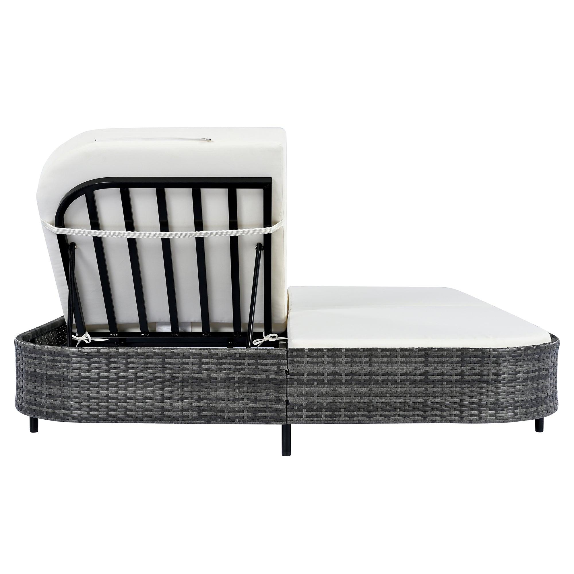 Outdoor Daybed, Patio Rattan Daybed with 5-Position Adjustable Backrest and Removable Cushions & Pillows for Garden, Backyard, Poolside - Image 22