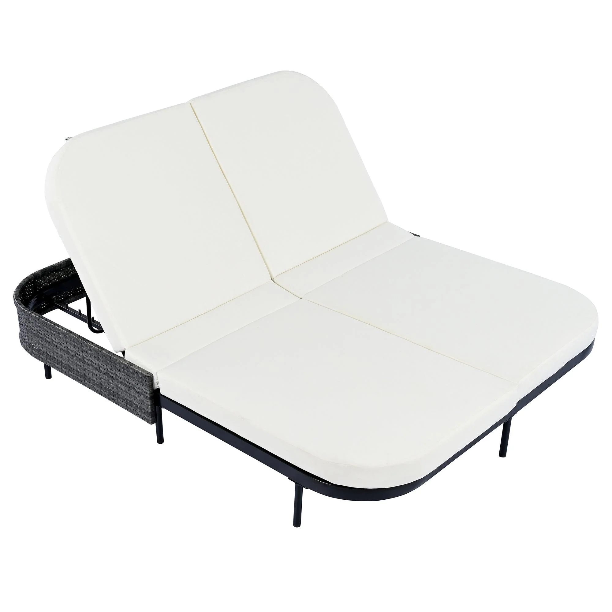 Outdoor Daybed, Patio Rattan Daybed with 5-Position Adjustable Backrest and Removable Cushions & Pillows for Garden, Backyard, Poolside - Image 23