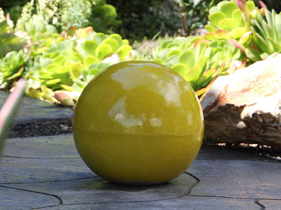 Outdoor Decorative Sphere Glazed 16" By Plantatorem - Image 4