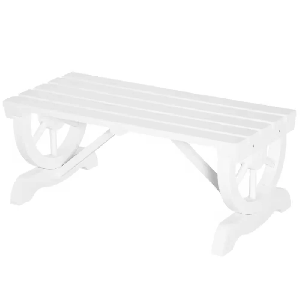 Outdoor Farmhouse Fir Wood 2-Person Garden Bench in White Finish - Image 2