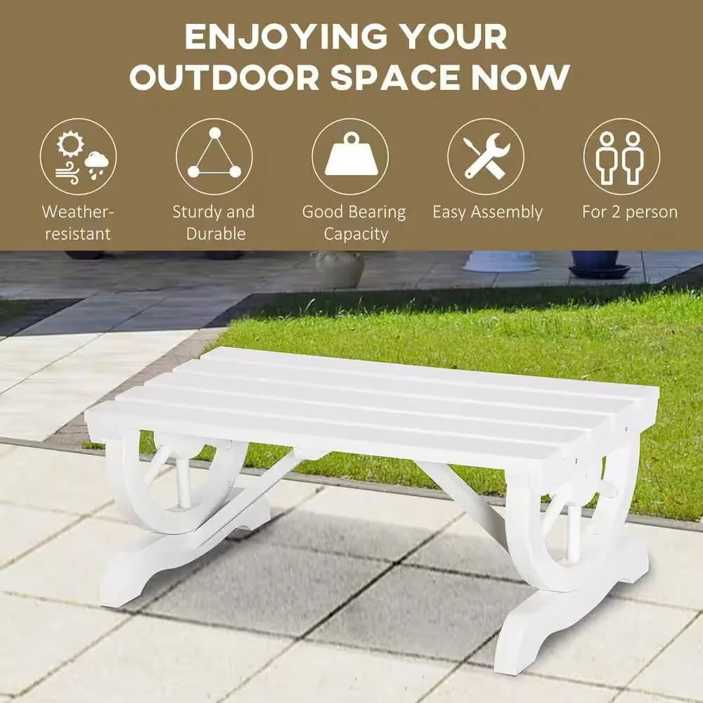 Outdoor Farmhouse Fir Wood 2-Person Garden Bench in White Finish - Image 3