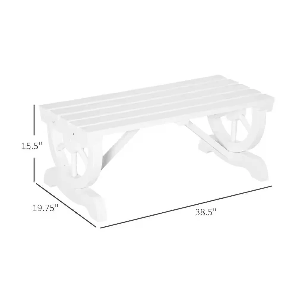 Outdoor Farmhouse Fir Wood 2-Person Garden Bench in White Finish - Image 5
