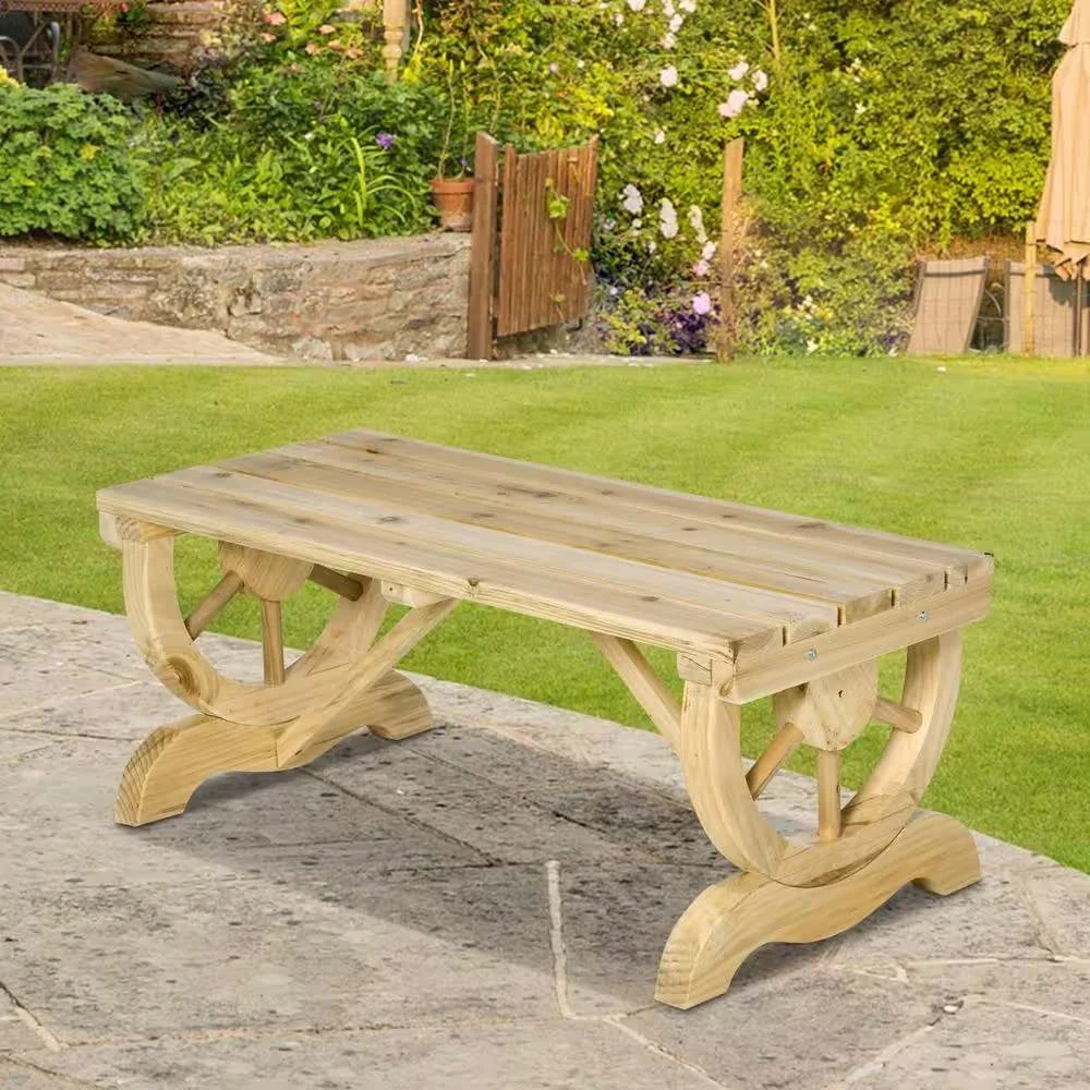 Outdoor Farmhouse Patio Backyard 2-Person Garden Bench in Natural Finish - Image 2