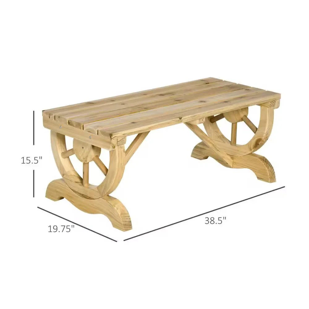 Outdoor Farmhouse Patio Backyard 2-Person Garden Bench in Natural Finish - Image 5