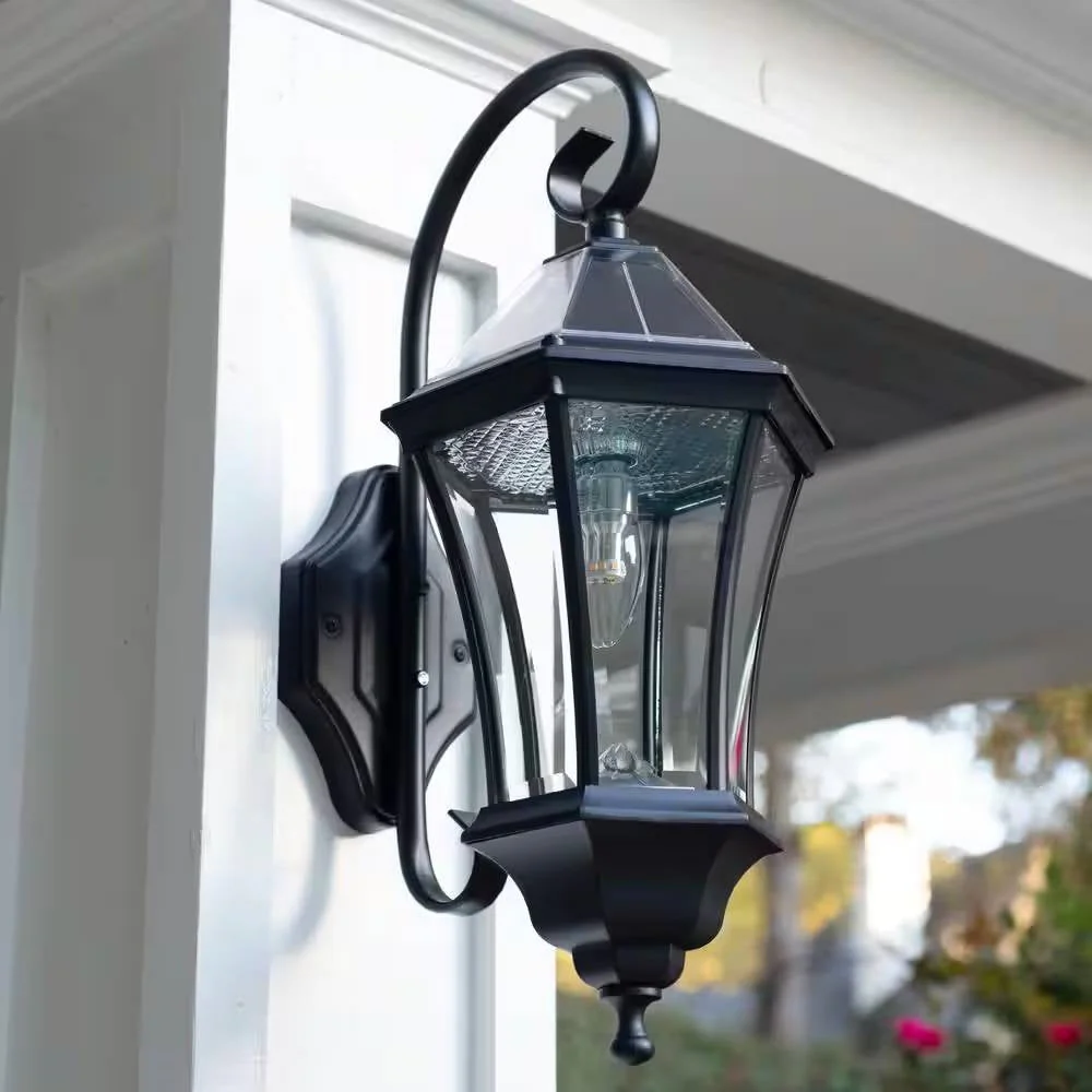 Outdoor Farmhouse Solar Wall Light in Black Finish - 150 Lumens - Image 2