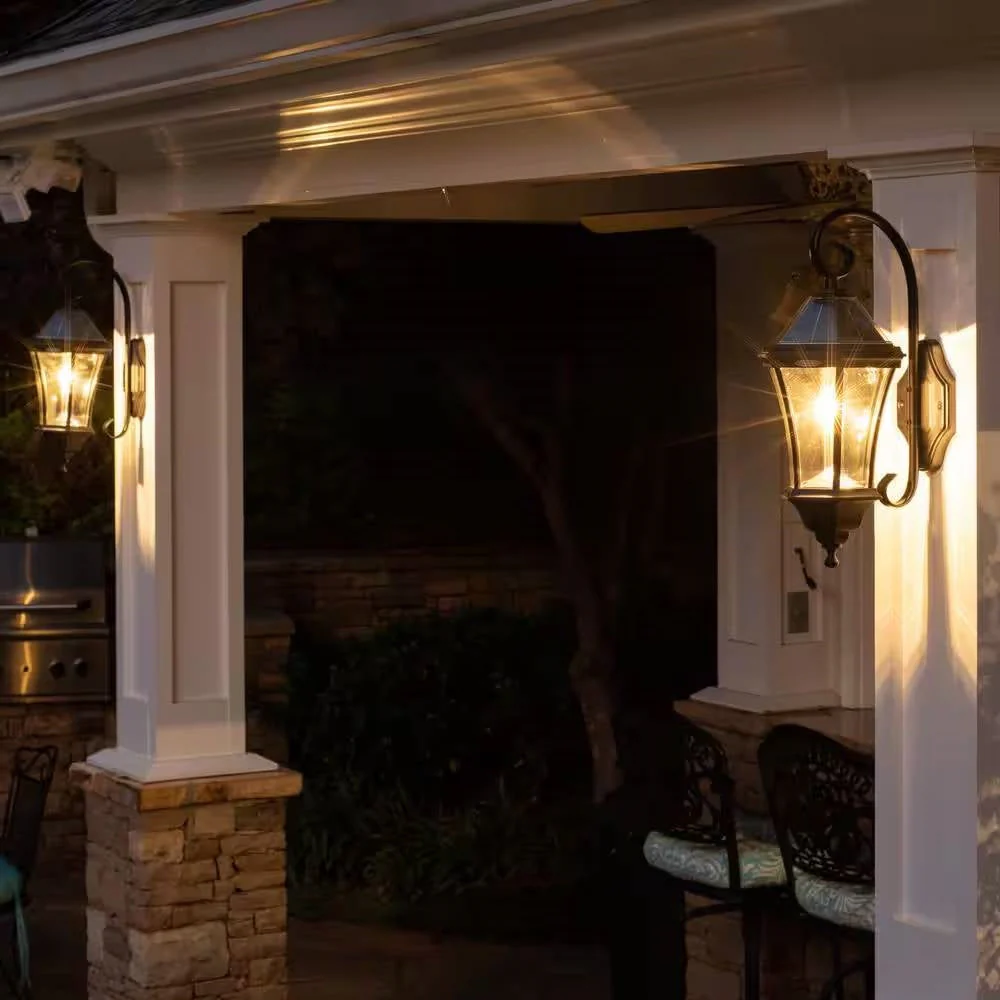 Outdoor Farmhouse Solar Wall Light in Black Finish - 150 Lumens - Image 4