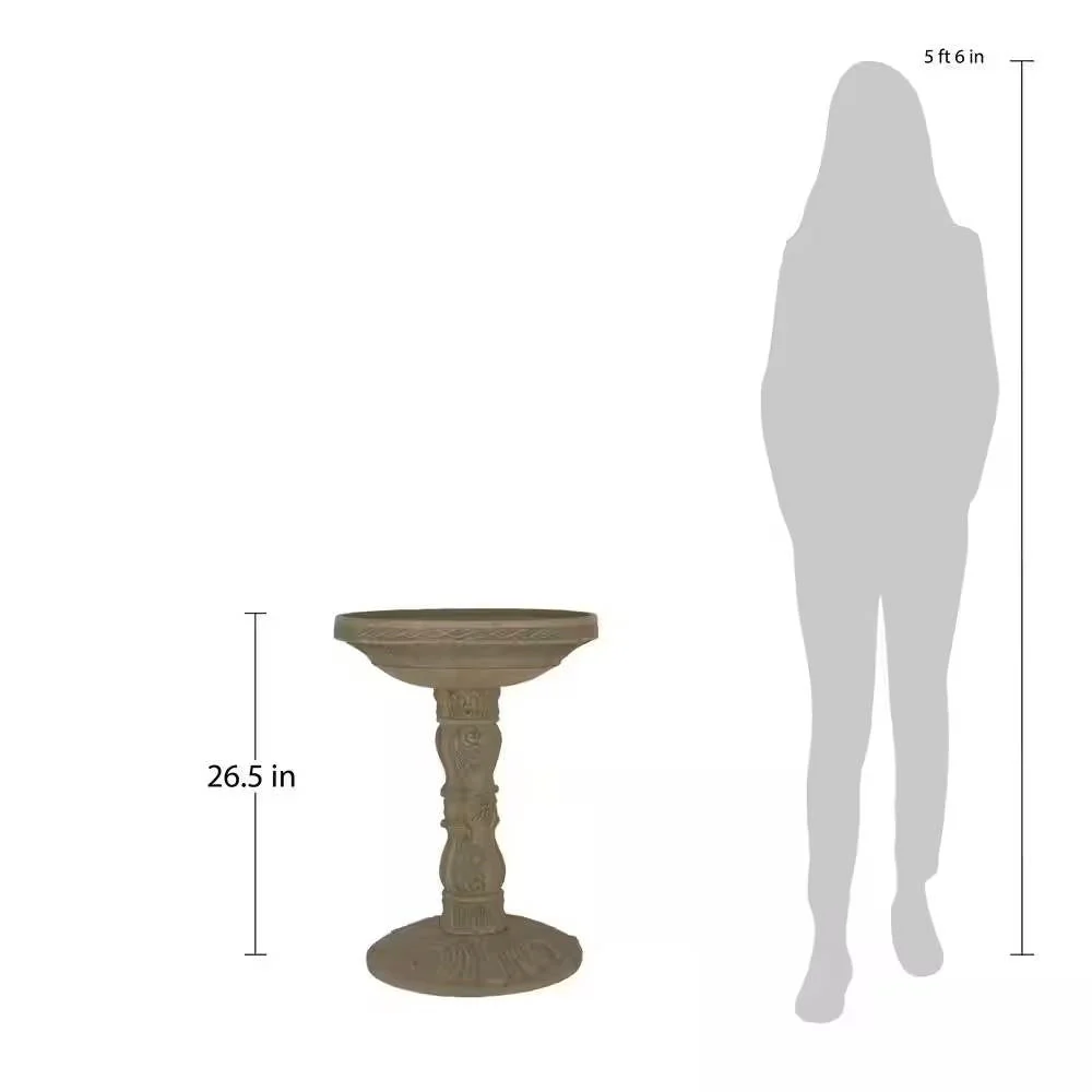 Outdoor Fiberglass Bird Bath in Aged Granite Stone Finish - Image 2