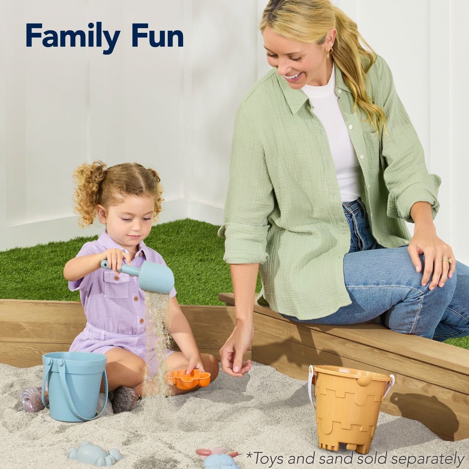 Outdoor Kid's Octagonal Sandbox in Natural Wood Finish - Image 2