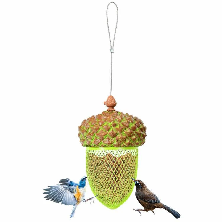 Outdoor Metal Mesh Bird Feeder with Metal Acorn Roof - Image 2