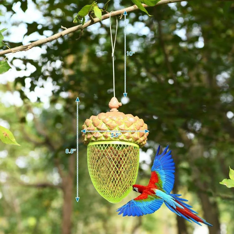 Outdoor Metal Mesh Bird Feeder with Metal Acorn Roof - Image 5