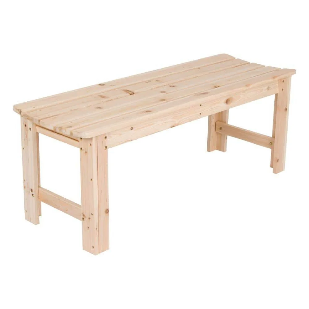 Outdoor Patio Backless Cedar Wood 4-ft. Garden Bench in Natural Finish - Image 2