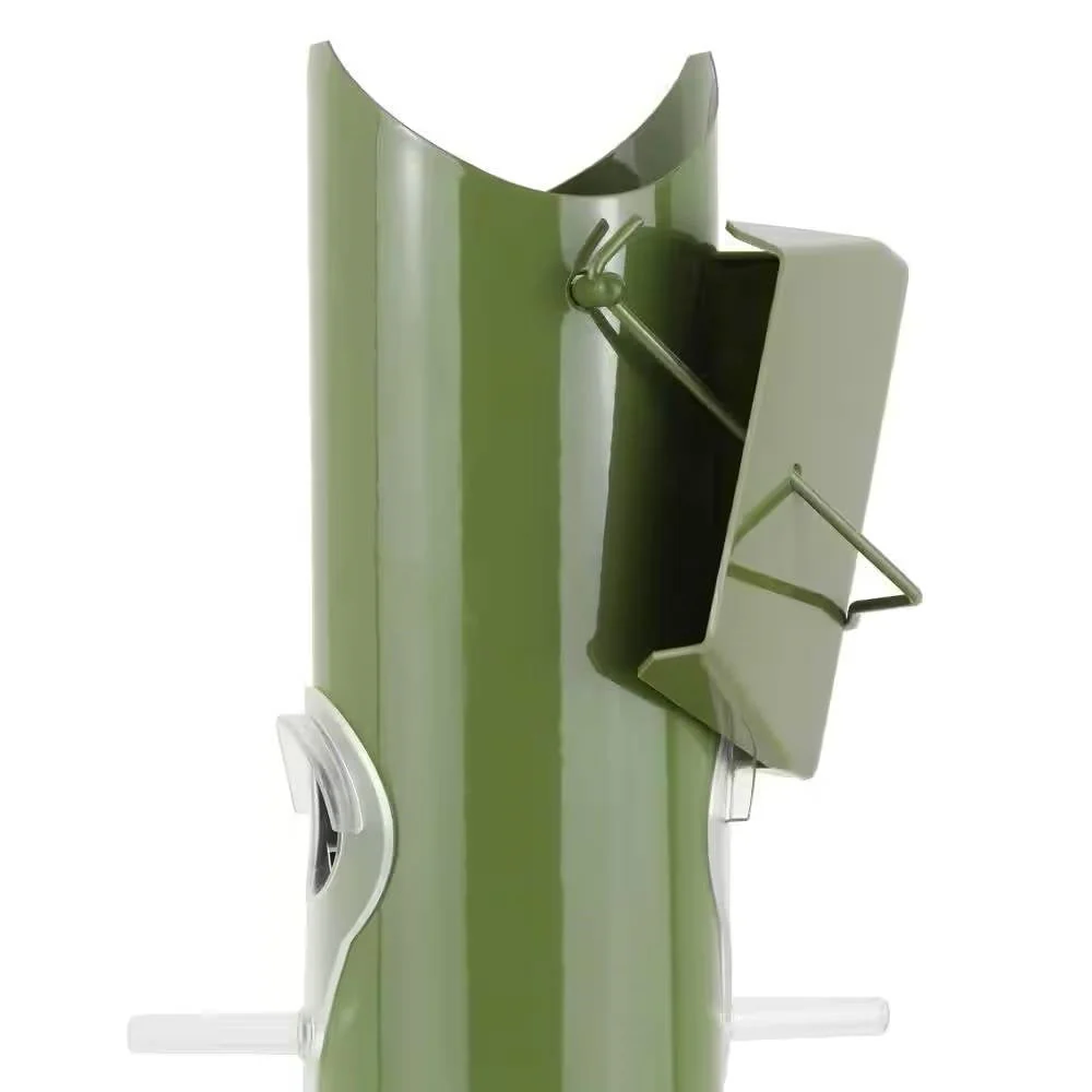 Outdoor Patio Garden 6-Perch Olive Green Metal Tube Bird Feeder - Image 2