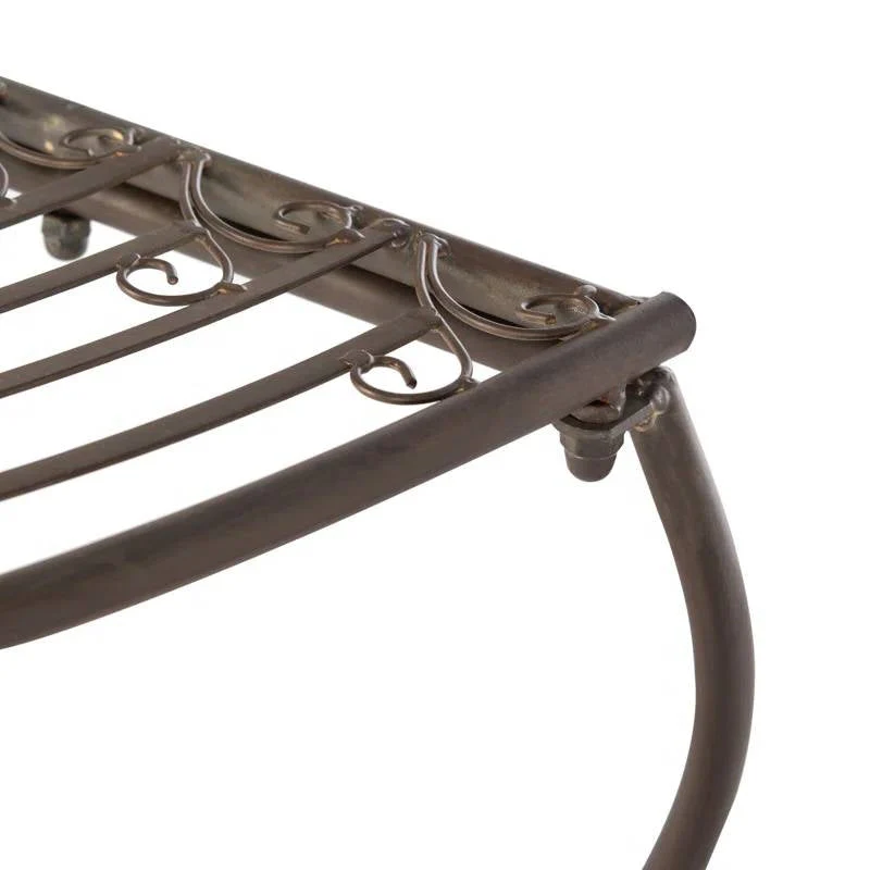 Outdoor Patio Garden Rustic Bronze Brown Wrought Iron Half-Circle Tree Bench - Image 3