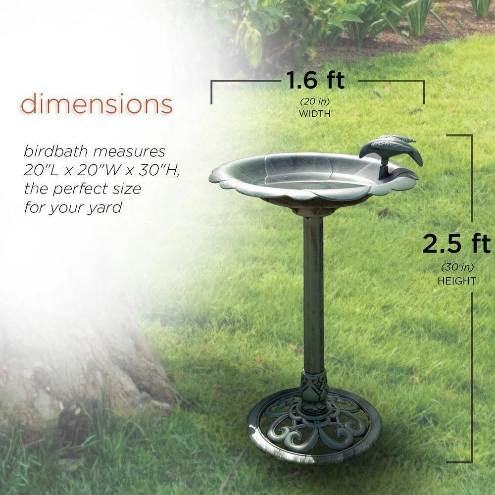 Outdoor Polypropylene Weather Resistant Bird Bath in Dark Green Finish - Image 5