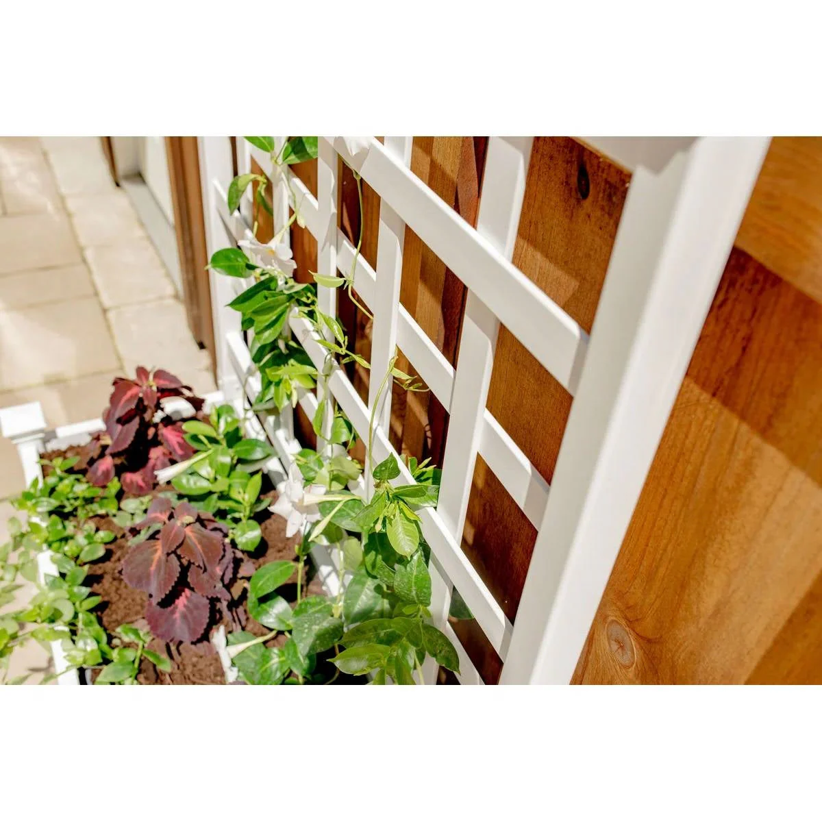 Outdoor White Vinyl Garden Planter Box with Trellis - Image 3
