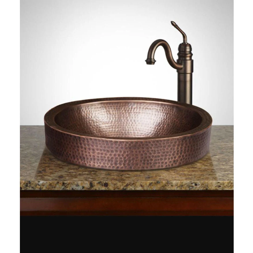Oval Hammered Copper Bathroom Sink Drop-in or Vessel - Image 4