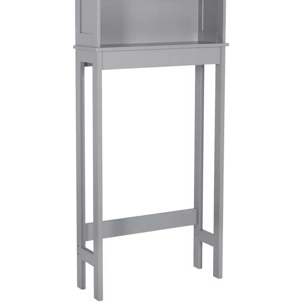 Over the Toilet Bathroom Storage Cabinet Shelving Unit in Grey Wood Finish - Image 3