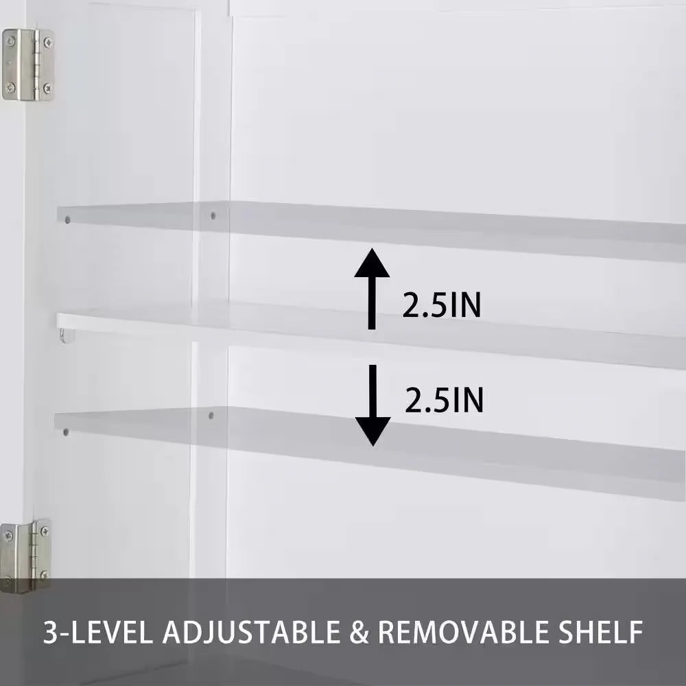 Over the Toilet Bathroom Storage Cabinet Shelving Unit in Grey Wood Finish - Image 4