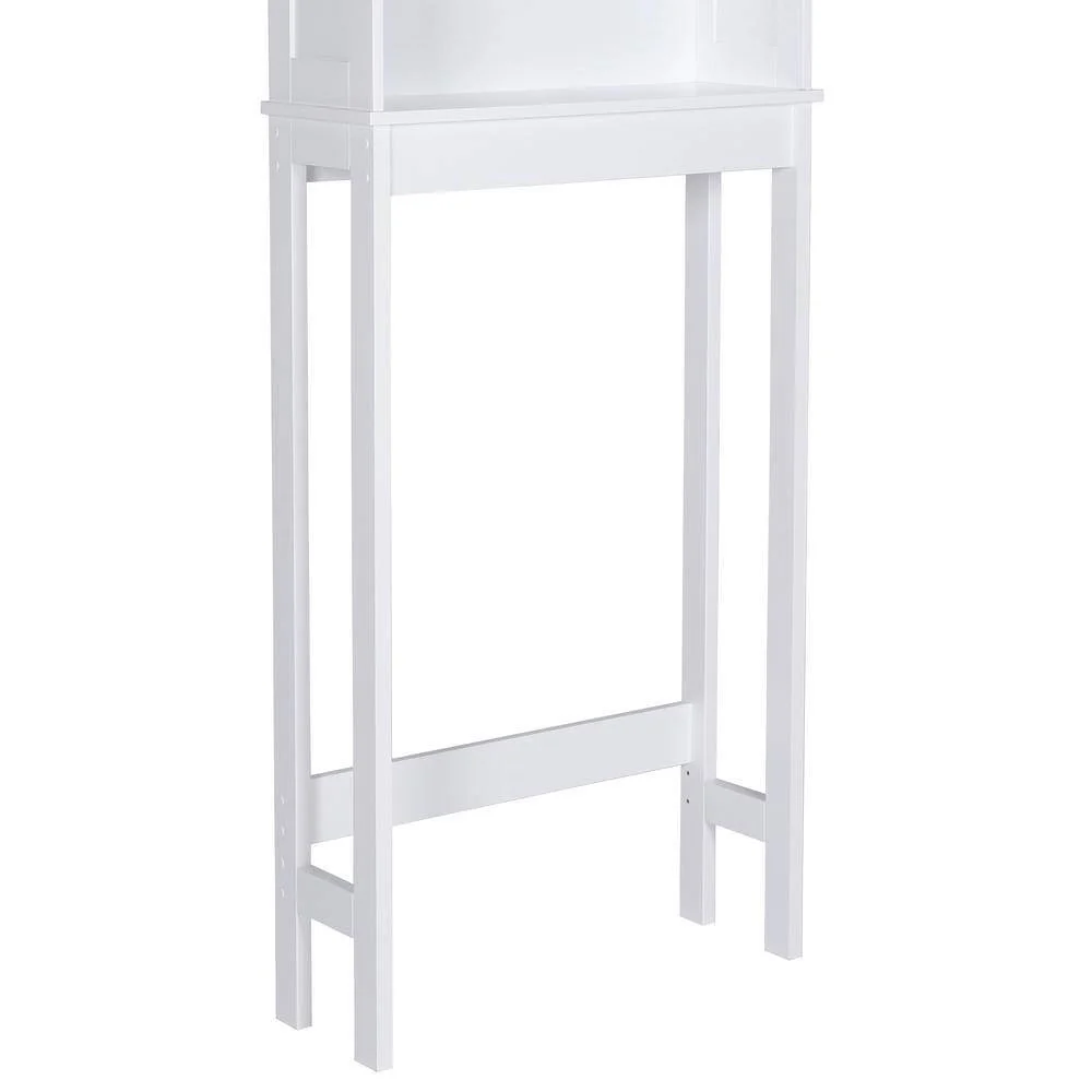 Over the Toilet Bathroom Storage Cabinet Shelving Unit in White Wood Finish - Image 3