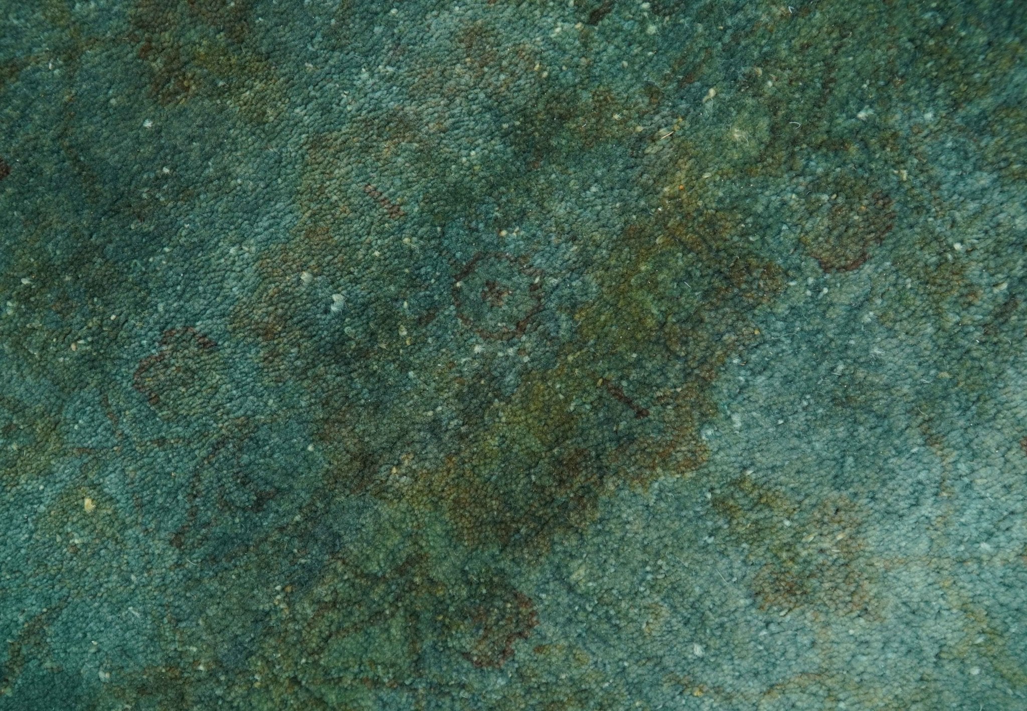 Overdyed Traditional Oriental Oushak Teal Hand knotted Wool Area Rug - Image 7