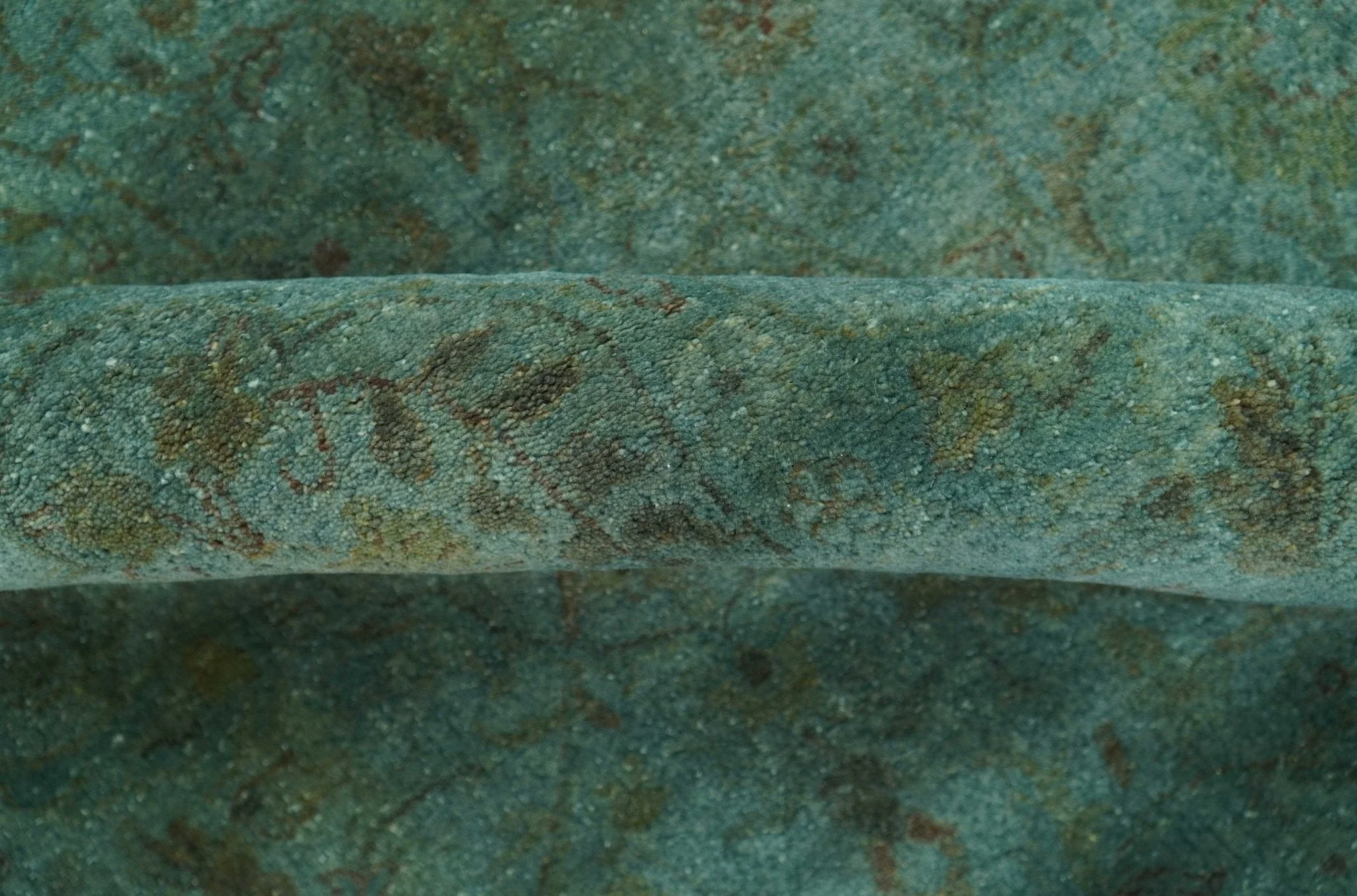 Overdyed Traditional Oriental Oushak Teal Hand knotted Wool Area Rug - Image 8