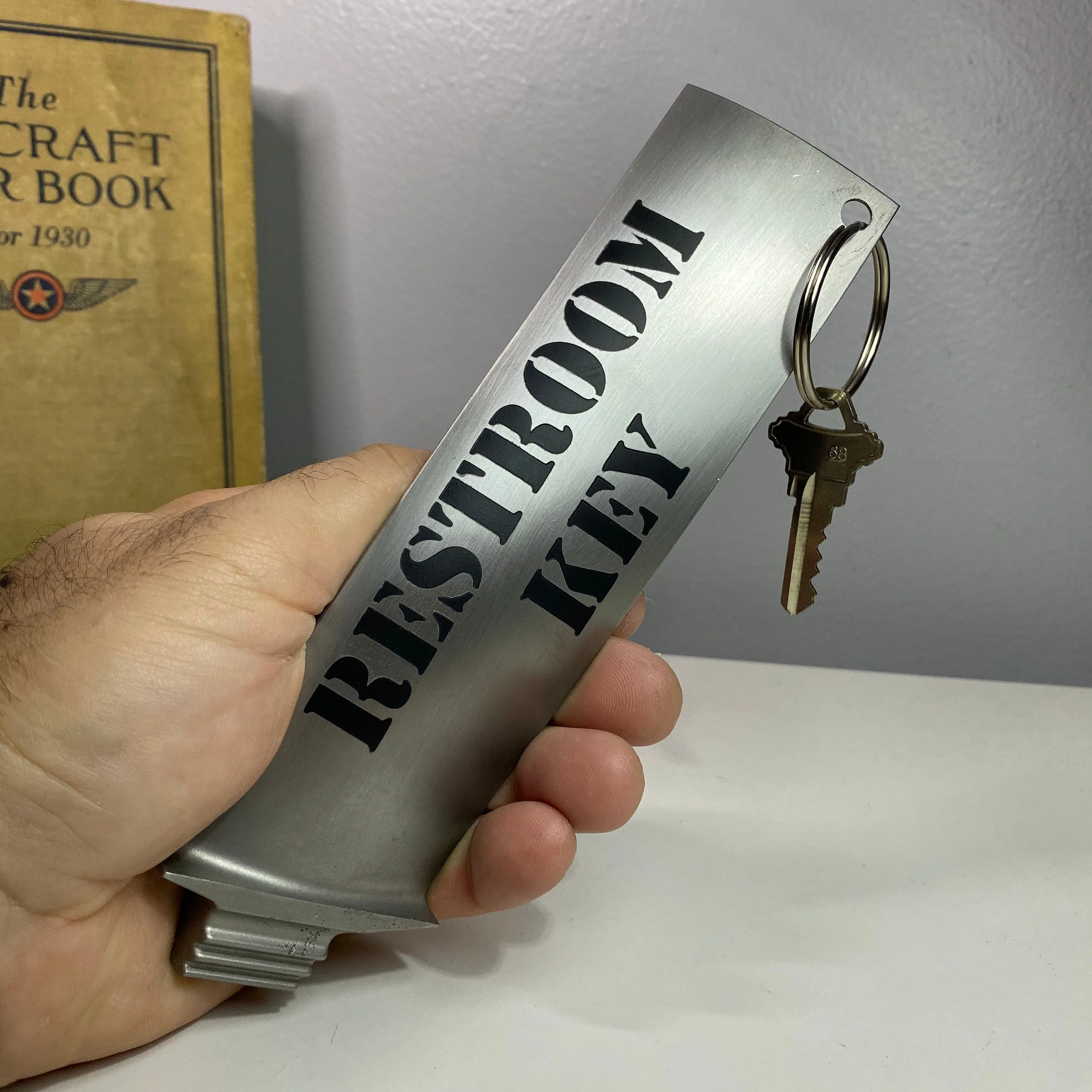 Oversized Bathroom Restroom General Electric J79 Engine Blade Keychain - Image 5