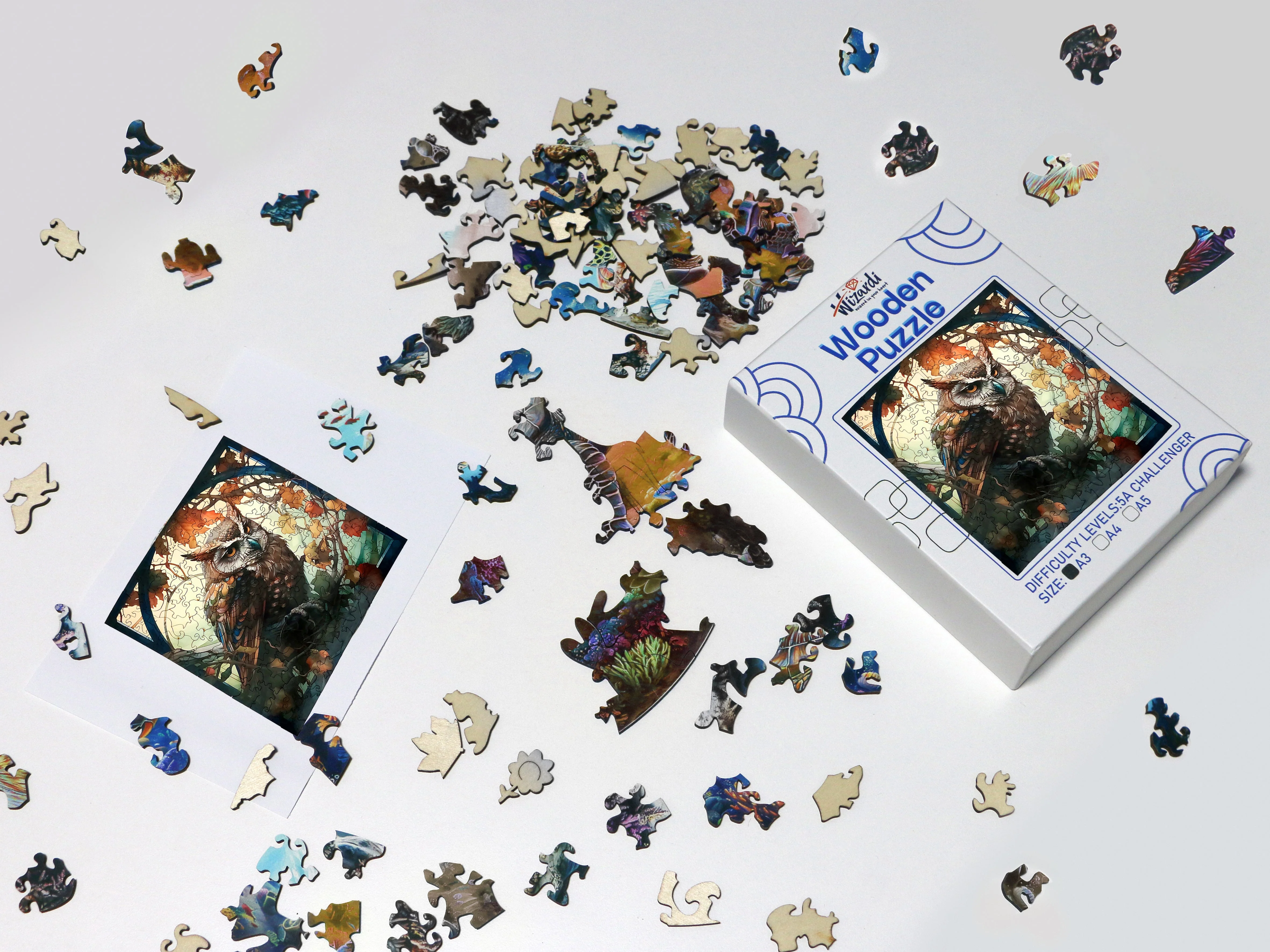 Owl - Jigsaw Wooden Puzzle by Wizardi F07N9-6 - Image 2