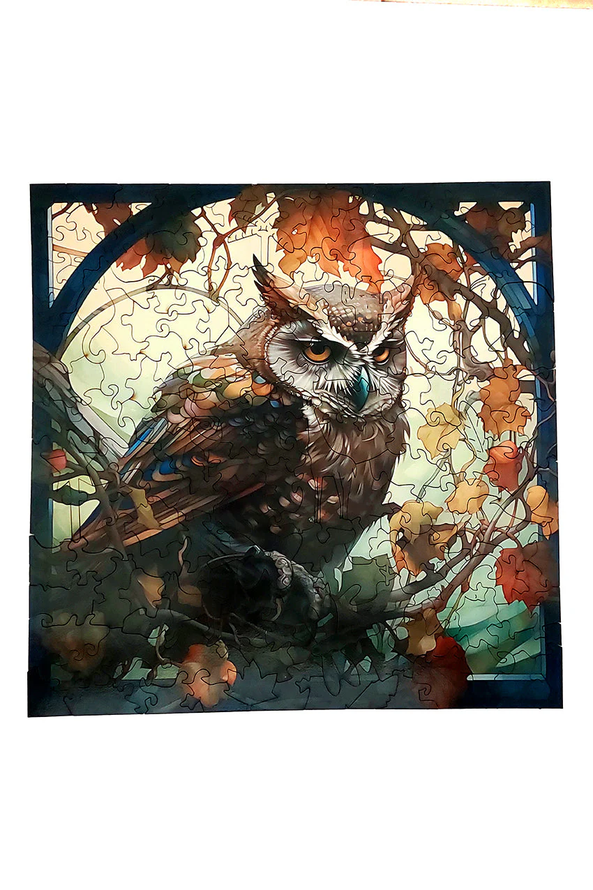 Owl - Jigsaw Wooden Puzzle by Wizardi F07N9-6 - Image 4