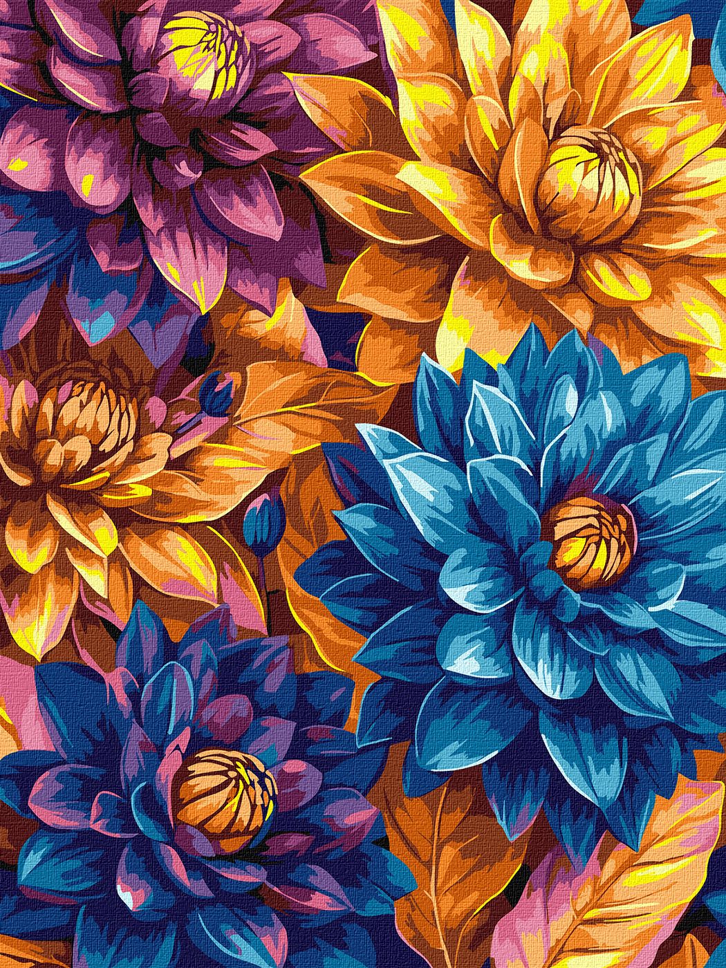 Painting by Numbers kit Bright dahlias with extra metallic paints KHO3305 - Image 2