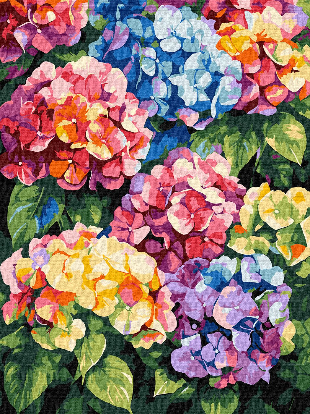 Painting by Numbers kit Multicolored hydrangeas KHO3299 - Image 2