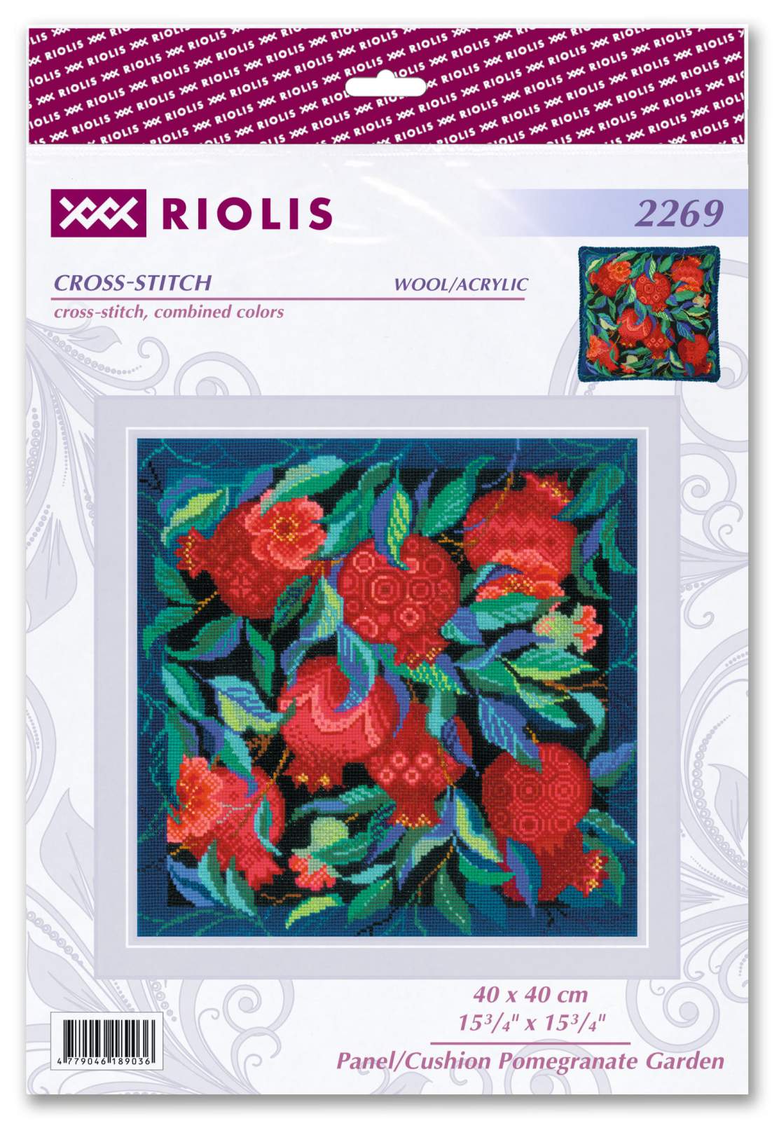 Panel/Cushion Pomegranate Garden R2269 Counted Cross Stitch Kit - Image 2