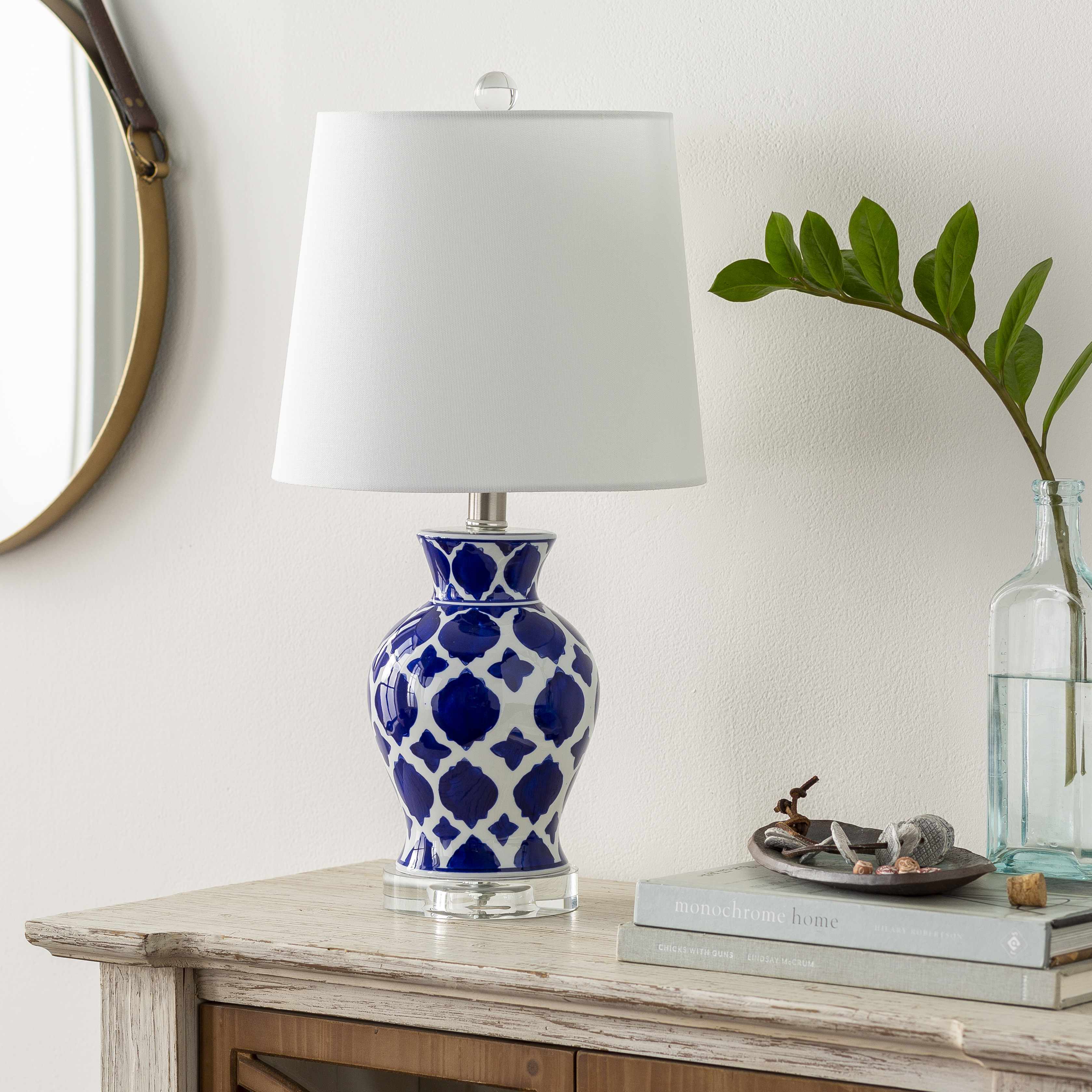 Pangian White & Blue Patterned Ceramic Table Lamp - Image 7