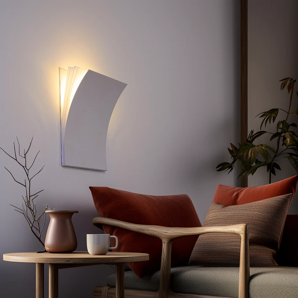 Paper Curve LED Wall Light, Modern Minimalist Wall Sconce with Curved Design - Image 4