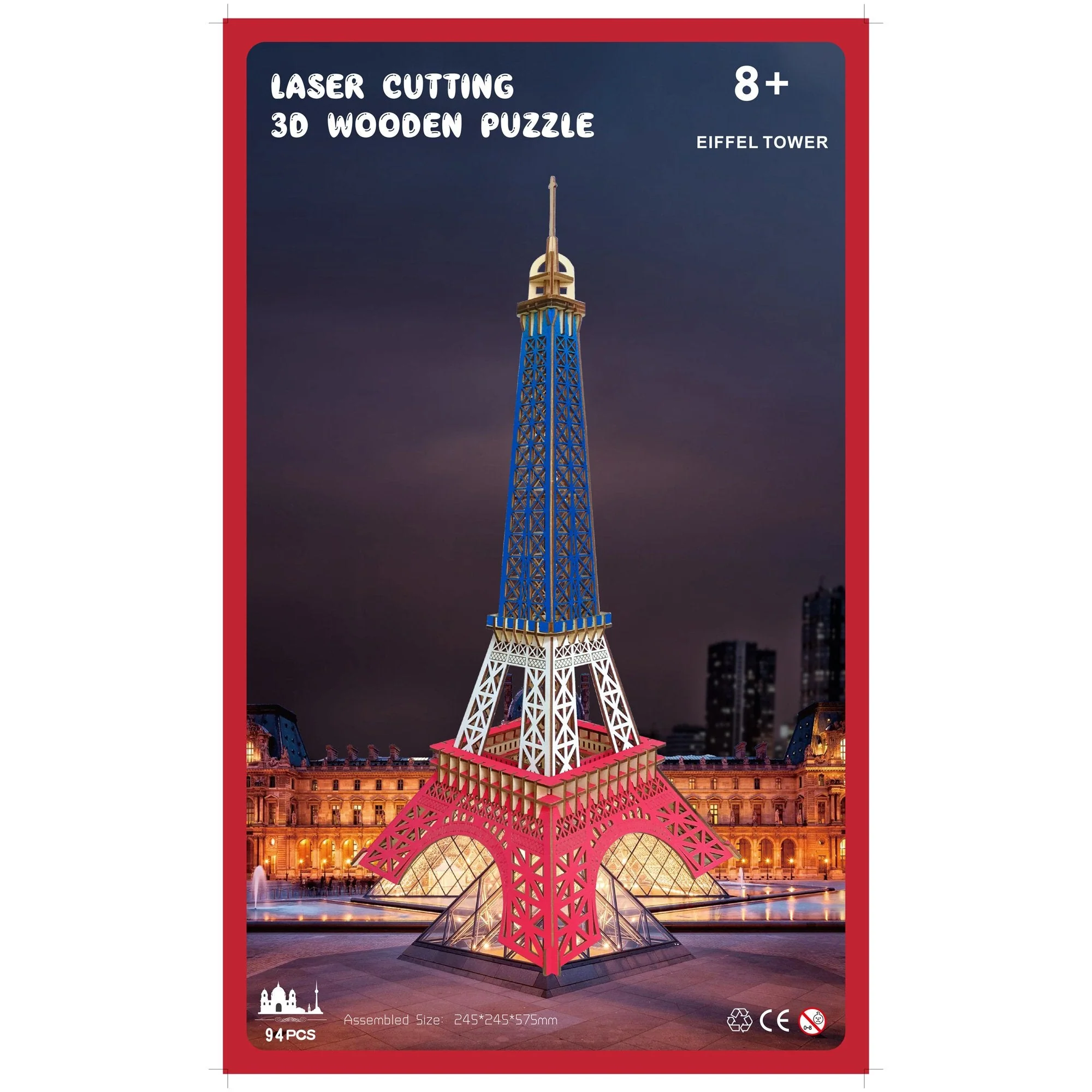 Paris Eiffel Tower Model Kit - Wooden Laser-Cut 3D Puzzle (94 Pcs) - Image 3