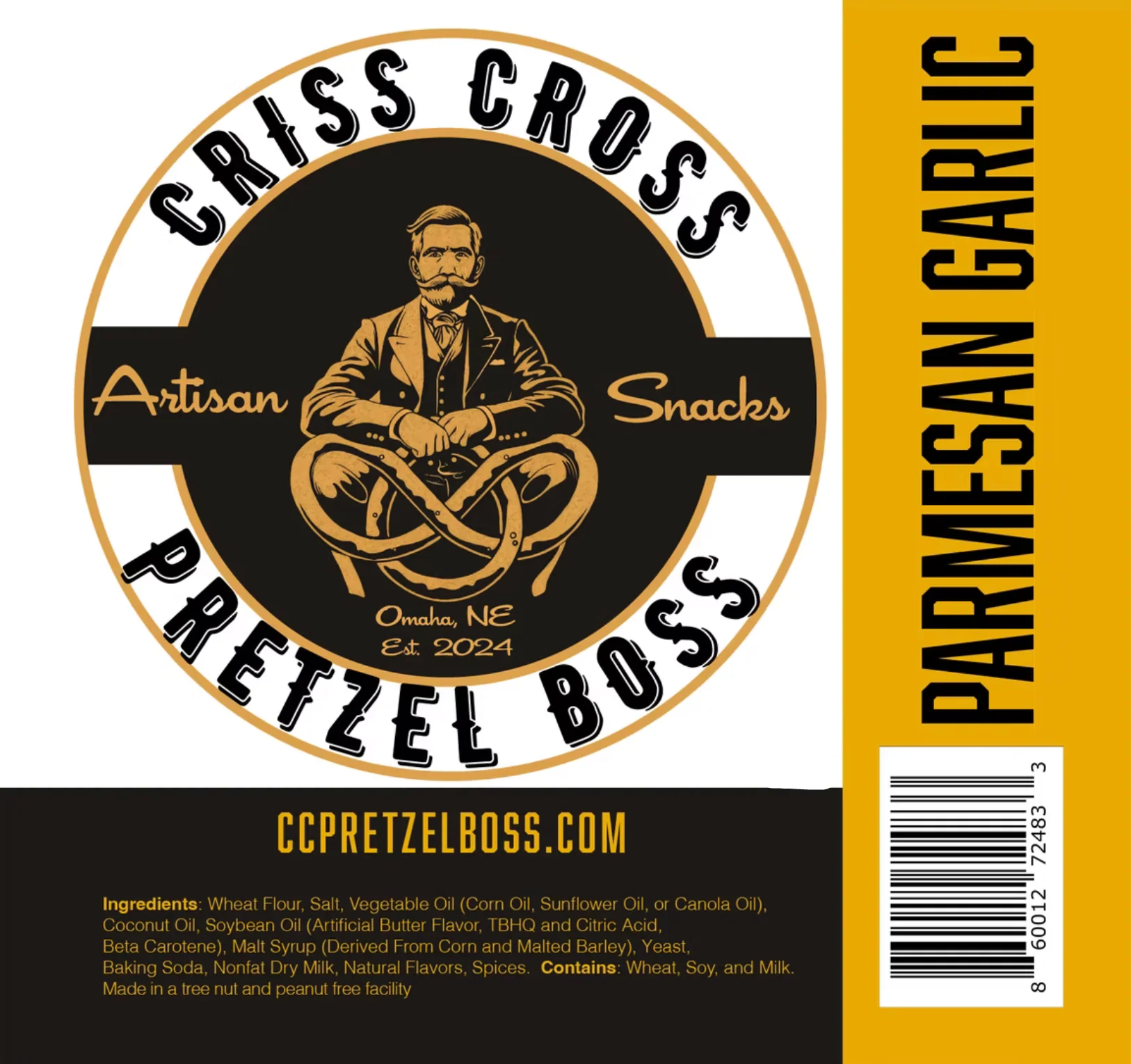 Parmesan Garlic Flavored Pretzels | 10 oz | Criss Cross Pretzel Boss - Image 2