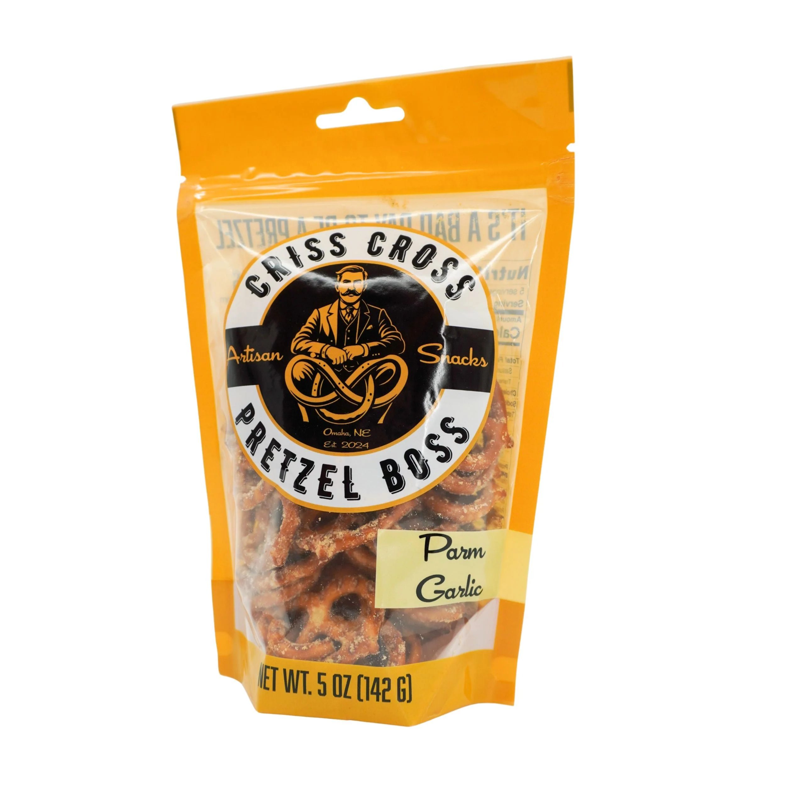Parmesan Garlic Flavored Pretzels | Pack of 3 | 5 oz | Criss Cross Pretzel Boss - Image 3