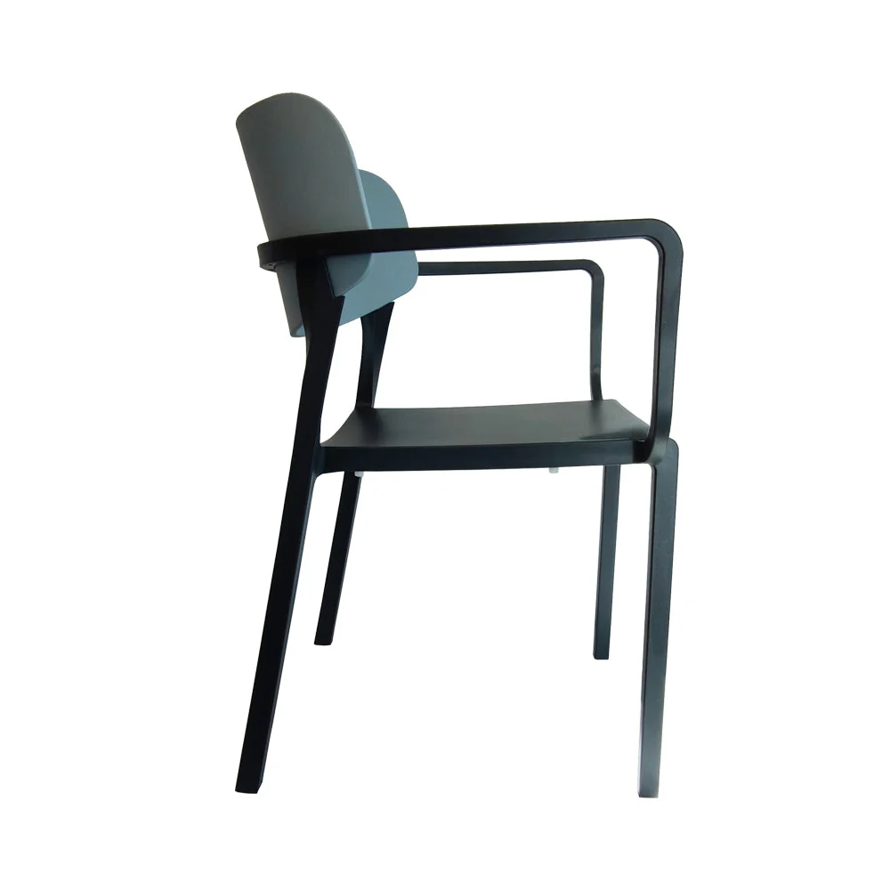 Patio Dining Armchair - Stackable - Set of 4 - Black/Light Blue - Image 4