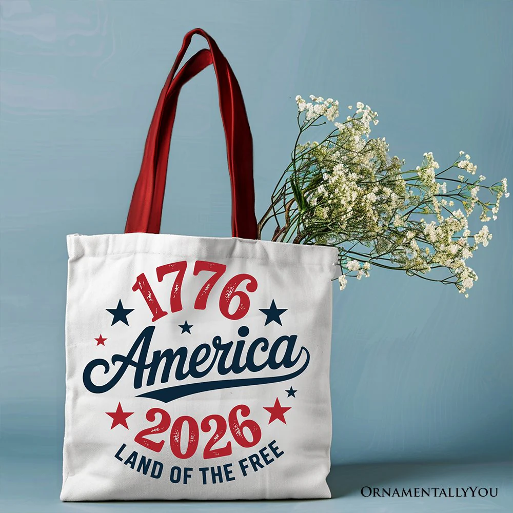 Patriotic America 1776-2026 Land of the Free Canvas Tote Bag, 250 Year Independence Day Celebration Gift - Image 4