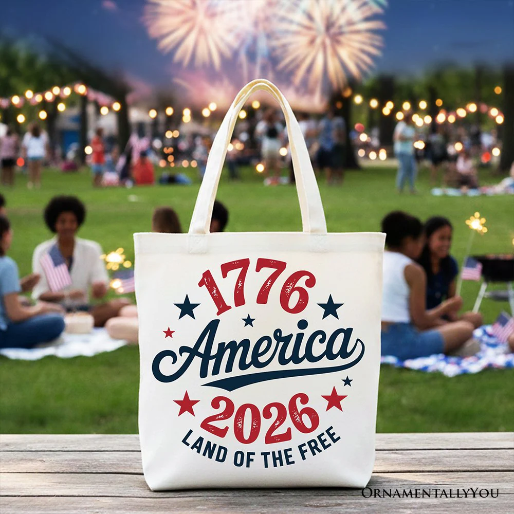 Patriotic America 1776-2026 Land of the Free Canvas Tote Bag, 250 Year Independence Day Celebration Gift - Image 5
