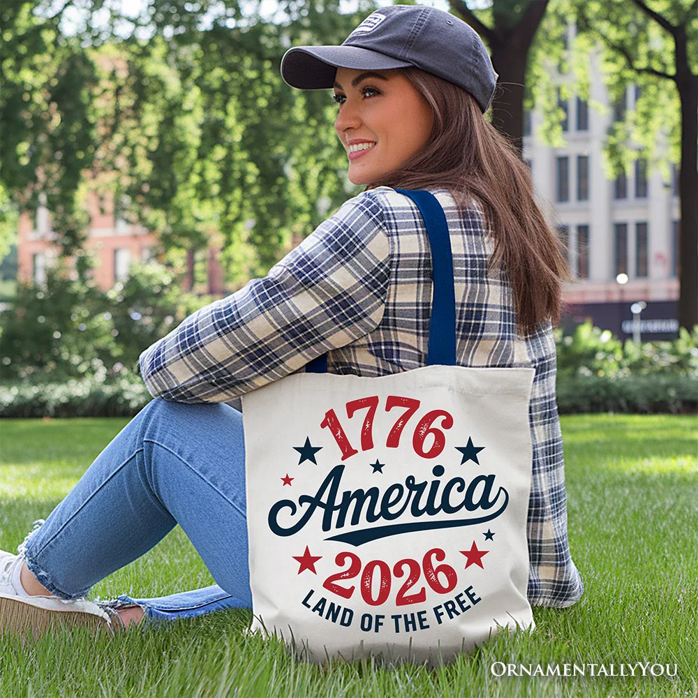 Patriotic America 1776-2026 Land of the Free Canvas Tote Bag, 250 Year Independence Day Celebration Gift - Image 6